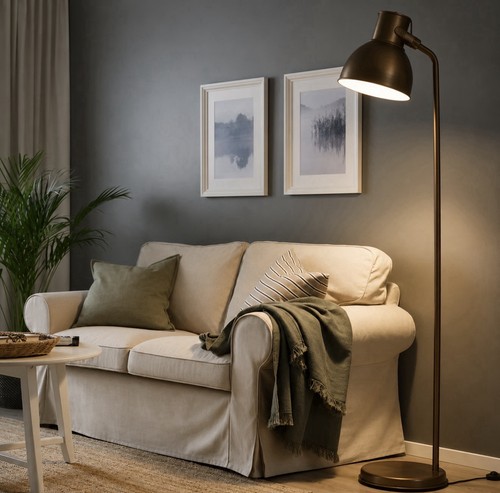Bronze metal floor - metal, lamp