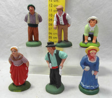 Santons Provencaux - Crèche Provençale, Lot de 5 joueurs (se) de boules + Fanny