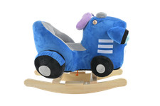 Le Cheval à Bascule Co Rocking Bleu Tracteur - Blanc/Bleu - Peluche Finition