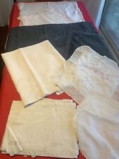 4 PARURES  DRAP BEBE BRODE MAIN /BERCEAU/ BAPTEME/ LIT BEBE LINGE ANCIEN/4686M0