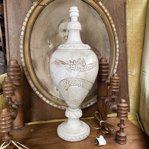 Ancien pied lampe albâtre - pied,
