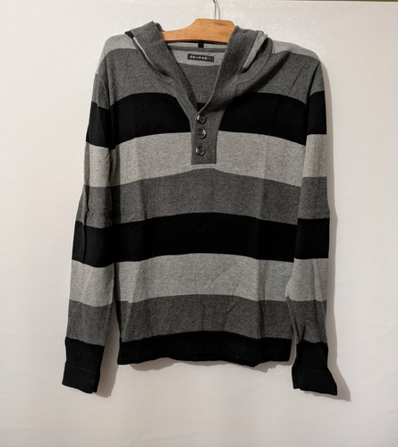 Pull noir gris capuche - pull,