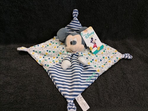 Doudou plat mickey rayé - plat, bleu