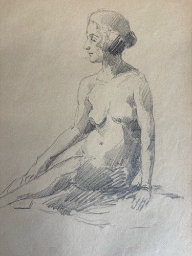 Dessin crayon étude nu - au,