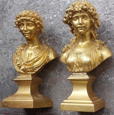 CLODION paire de bustes bronze