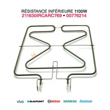 Résistance inférieure 1100w four Bosch Siemens - 211630IRCARC769 - 00776214