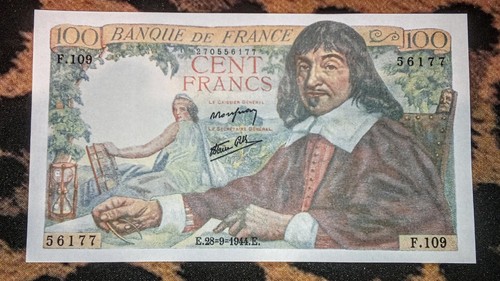 Billet 100 francs descartes - billet,