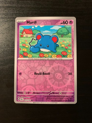 Carte pokémon reverse marill - pokémon,