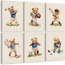 Vintage teddy bear sports - vintage, wall