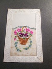 Carte postale brodee panier de