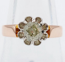 Bague solitaire antique or rose 18k diamant taille ancienne 0,70 carat (c 1900)