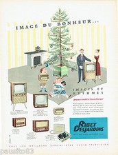 PUBLICITE ADVERTISING 125  1956  RIBET-DESJARDINS  téléviseur radio éléctrophone