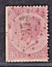 TIMBRE 1865-66 BELGIQUE N° 20-OBL. 2° CHOIX-VOIR SCAN R/V-