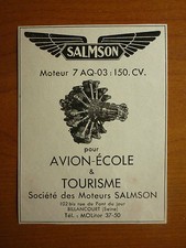 1949 PUB SOCIETE DES MOTEURS SALMSON BILLANCOURT MOTEUR AVIATION 7 AQ-03 AD