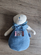 DOUDOU PELUCHE MOULIN ROTY LILA PATACHON OURS BLEU GRELOT 18cm  TBE