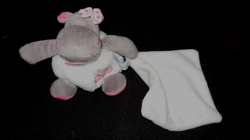 Doudou hippopotame zoé - rose, +