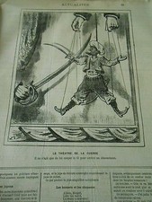 Caricature 1881 - Marionnette lui couper le fil Théatre de la guerre
