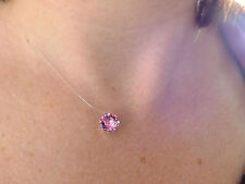  Collier fil transparent Nylon strass Swarovski  Rose 
