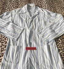 FRENCH ARMY 1940s MEN HOSPITAL PYJAMAS JACKET~ STRIPED FLANNEL COTTON ~UNWORN~ M