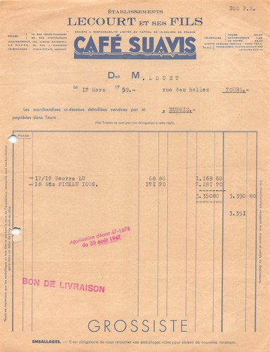 1959 cafe suavis ets lecourt - 1959,