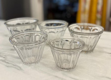 5 Vintage French Jelly Jars Tapering Sides Faceted Glass for 'Confiture'