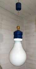 Suspension lampe design 70's Metalarte forme de grosse ampoule verre Italie