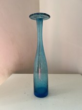 Soliflore en verre bullé bleu style Biot