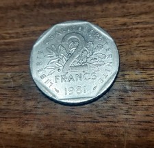 Pièce 2 Francs "La Semeuse" – 1981 – Nickel – 9g – Bon état