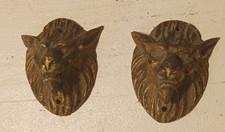 2 ancien bronze d'ameublement loup diable