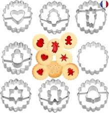 Mini Emporte Pièces Noël, FUKPO Lot de 8 Forme Linzer Biscuit Pâtisserie Etoile 