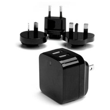 Chargeur Mural Dual USB 5V 3.4A USA/UK/EU/AU Noir