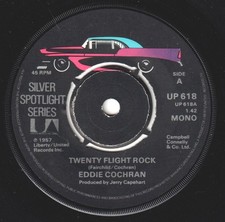 Eddie Cochran Twenty Flight Rock 7" vinyl UK United Artists 4 prong label design