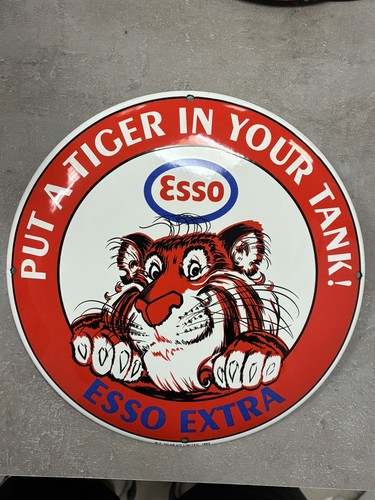 Plaque émaillée bombée esso - bombée,