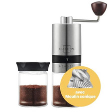 SILBERTHAL Moulin A Café Manuel - Acier INOX - 6 Niveaux Réglables - Broyeur Por