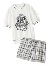 Ensemble tricot jacquard logo Snidel Home SHNO252026 noir livraison japonaise...