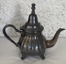 Ancienne THÉIÈRE METAL ARGENTE Maghreb Thé Art Ethnique/6740V1