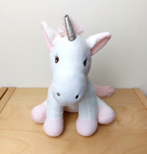 Peluche doudou licorne blanche rose ATMOSPHERA FOR KIDS corne dorée queue rose
