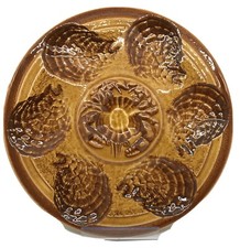 Beautiful French Majolica Oyster Plate Sarreguemines With Crab