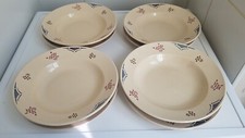 8 Anciennes Assiettes 4 plates / 4 Creuses en faïence Motifs ART DECO