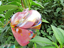 Magnifique boule de Noel - Verre soufflé irisé - Forme coeur style Murano - TBE