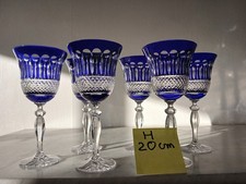 6 verres en cristal 24% de couleur (décor STYLE tommy de st louis ) H 20CM 24CL