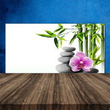 Crédence de cuisine en verre Panneau 120x60 Floral Bambou Pierres Fleurs