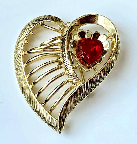 Broche vintage coeur doré - vintage,