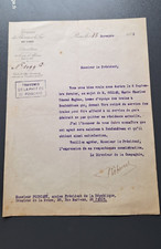 Lorraine: Compagnie chemin de fer de l'Est lettre réponse au Président Poincaré