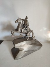 SCULPTURE STATUE METAL PIERRE 1 ER LE GRAND TSAR DE RUSSIE A CHEVAL 27 CM BON