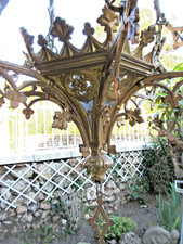 Lustre d'église XIXème Renaissance en bronze, chandelier à 6 feux,  Napoléon III