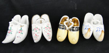 LOT DE 4 SALIERES SALERONS EN PORCELAINE 1900-XIXème CHAUSSURES SABOTS BON ETAT