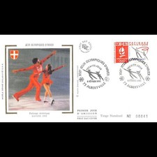 FDC soie - Patinage artistique - 8/2/1990 Albertville