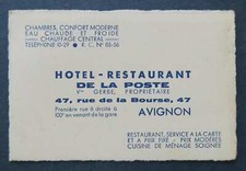 Carte de visite HOTEL RESTAURANT DE LA POSTE AVIGNON  visit card