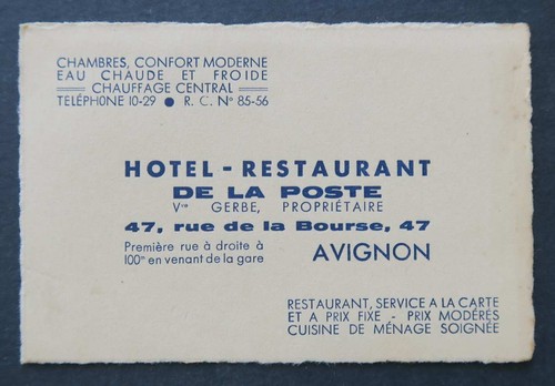 Carte visite hotel - carte,